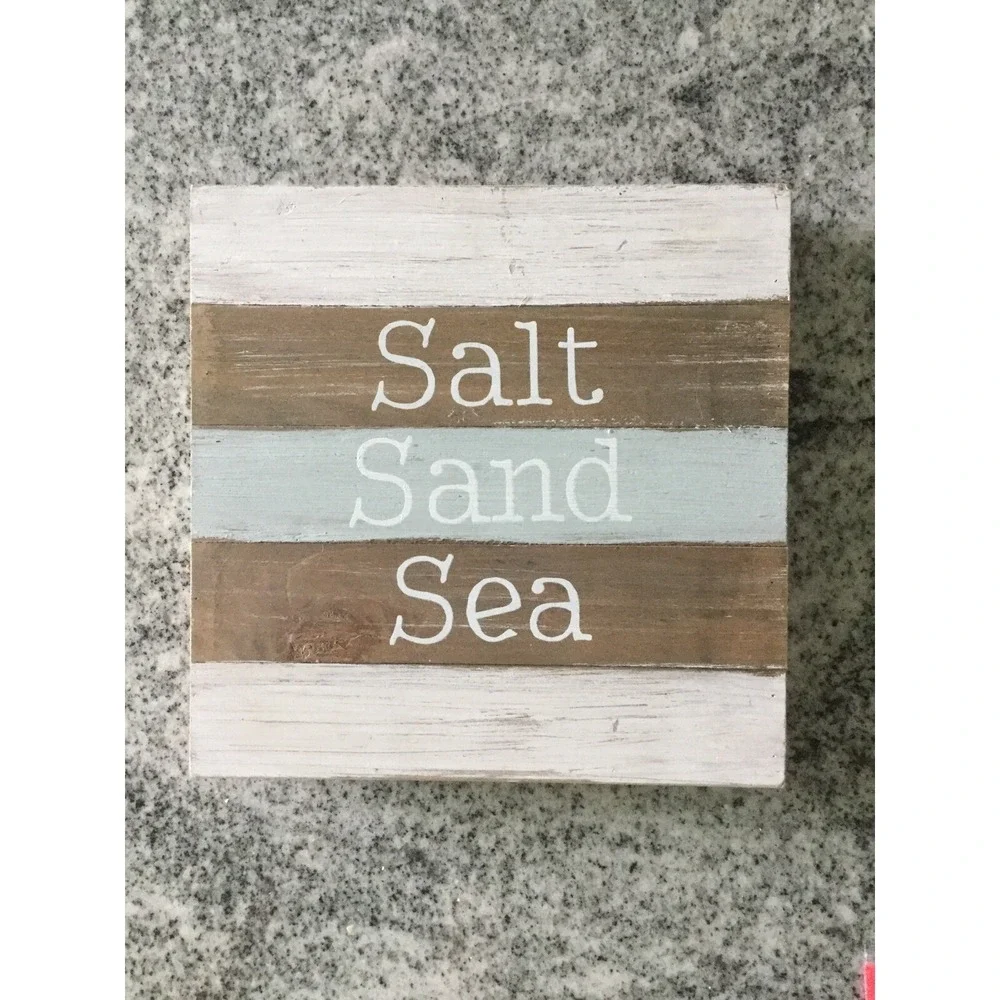 NEW Wood Plank Sign Beach Sea With Shells (A6)